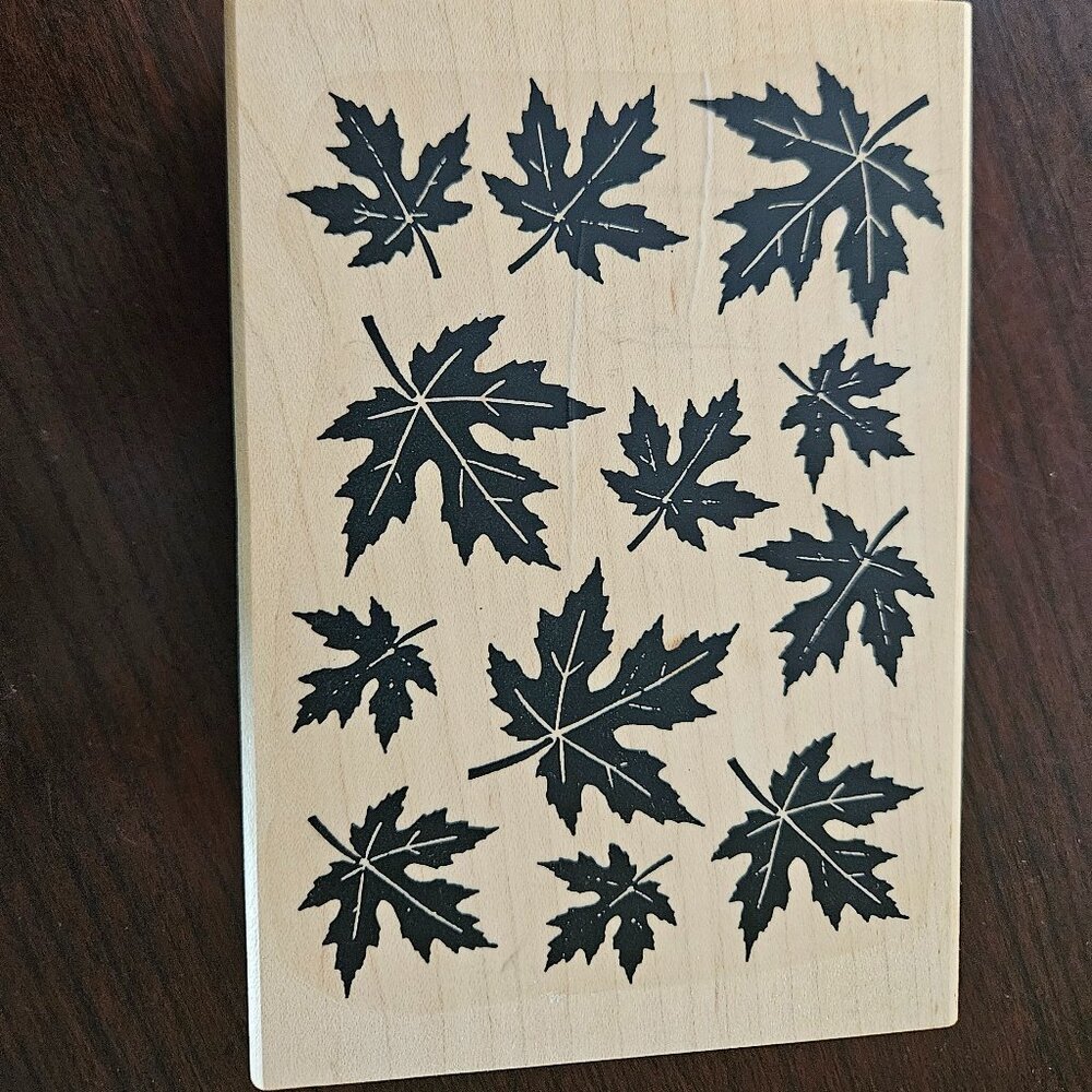 Sandi Obertin 4x6 Rubber Stamp. Leaves